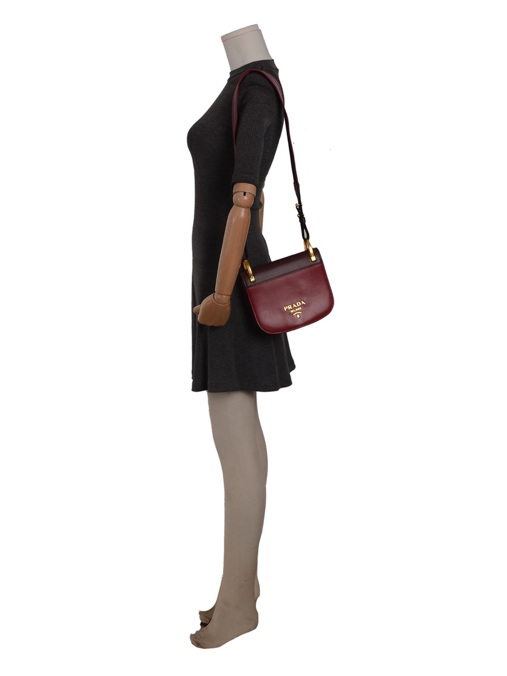♥️Prada Small Pionniere Two-Tone Burgundy and Dark Wine Leather Handbag ♥️ - Picture 7 of 16